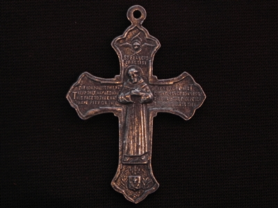 Large Vintage Replica St Francis & St Anthony Cross Medallion Antique