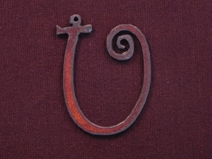 Rusted Iron Initial U Pendant