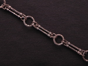 Handmade Chain Antique Copper Colored Double Bars & Rings