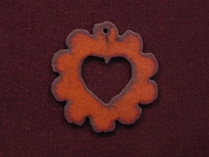 Rusted Iron Scallop With Heart Cut Out Pendant