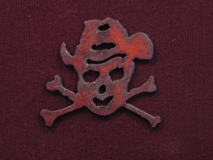 Rusted Iron Skull With Coyboy Hat Pendant