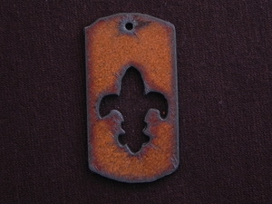 Rusted Iron Dog Tag With Fleur De Lis Cut Out Pendant