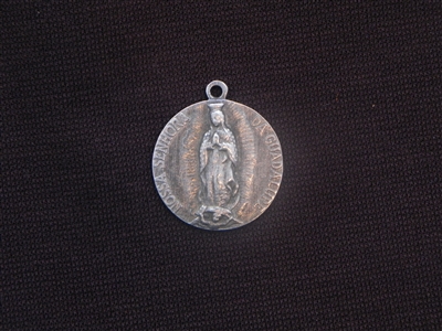 Vintage Our Lady Guadalupe Antique Silver Replica Medallion