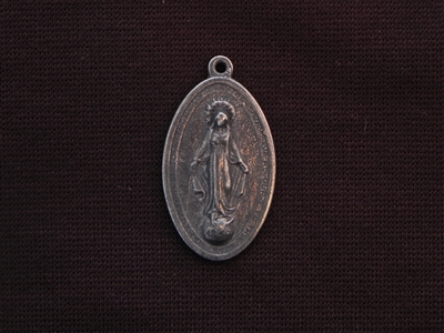 Vintage Replica 1800's Oval Mother Mary Antique Silver Colored Pendant