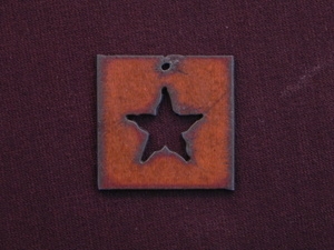 Rusted Iron Square With Star Cut Out Pendant
