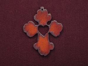 Rusted Iron Chubby Cross With Heart Cut Out Pendant