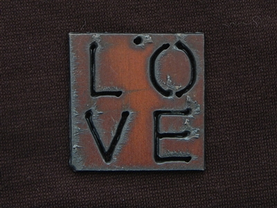 Rusted Iron Square With LOVE Pendant