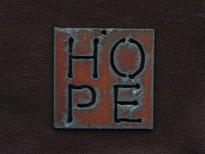 Rusted Iron Square With HOPE Pendant