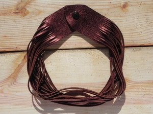 Leather Shredded Necklace Antique Copper