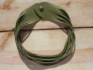 Leather Shredded Necklace Avocado Green
