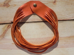 Leather Shredded Necklace Creamsicle Orange
