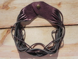 Leather Shredded Necklace Antique Bronze