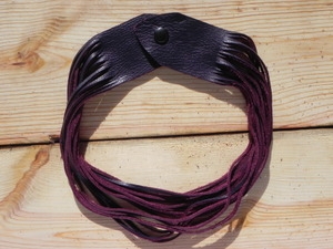 Leather Shredded Necklace Plum Purple