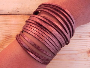 Leather Shredded Cuff Bracelet Antique Copper