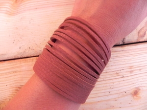 Leather Shredded Cuff Bracelet Light Rust