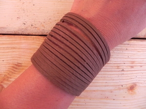 Leather Shredded Cuff Bracelet Taco Brown