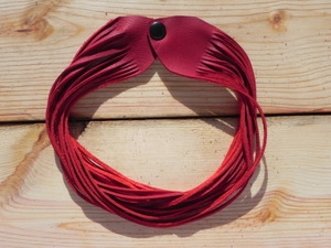 Leather Shredded Choker Cranberry Red