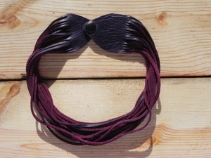 Leather Shredded Choker Plum Purple