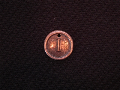 Initial T Antique Copper Colored Wax Seal