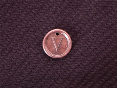 Initial V Antique Copper Colored Wax Seal