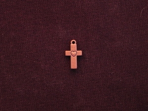 Charm Antique Copper Colored Cross With Heart