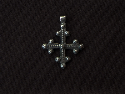 Vintage Replica Dotted Cross Antique Silver Colored Pendant