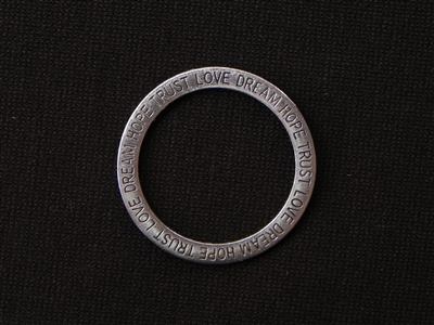 Large Inspiraton Word Ring Silver Colored