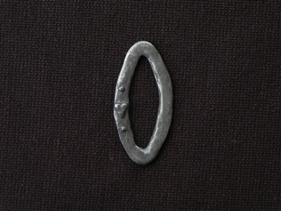 Pewter Oval Connector With Heart Antique Silver Colored