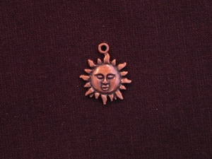 Charm Antique Copper Colored Sun With Face