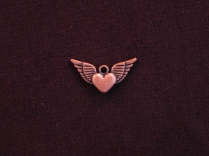 Charm Antique Copper Colored Heart With Wings