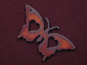 Rusted Iron Butterfly With Double Hearts Pendant
