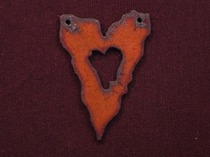 Rusted Iron Jagged Edge Heart Pendant