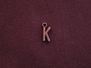 Charm Antique Copper Colored Initial K