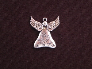 Charm Silver Colored Angel With Heart
