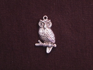 Charm Silver Colored Large Owl