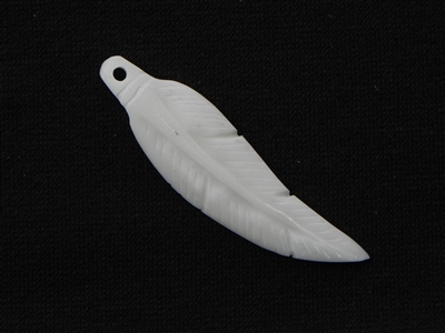 Hand Carved Small Bone Feather White