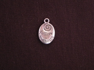 Charm Silver Colored Follow Your Heart Drop