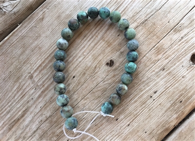 8 Inch 8 mm Round Matte Finish African Turquoise Strand