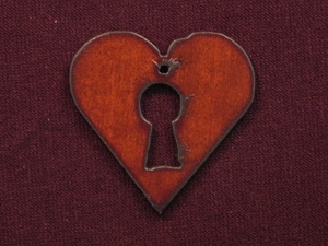 Rusted Iron Heart With Keyhole Pendant