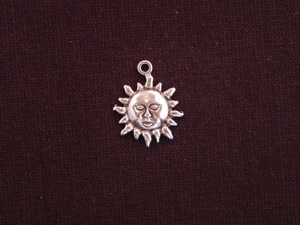Charm Silver Colored Sun With Face