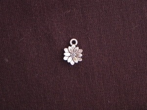 Charm Silver Colored Tiny Twelve Petal Flower