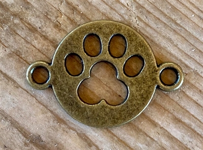 Charm Antique Bronze Colored Paw Print Cut Out Spacer