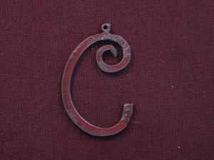 Rusted Iron Initial C Pendant