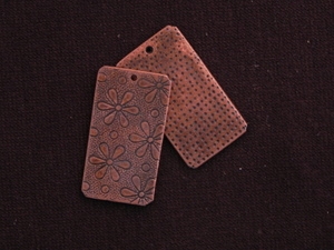 Pendant Antique Copper Colored Two Sided Rectangle