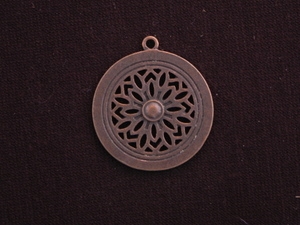 Pendant Antique Copper Colored Round Open Victorian Medallion