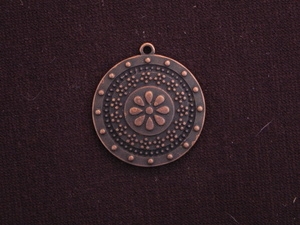 Pendant Antique Copper Colored Round Victorian Medallion