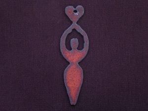 Rusted Iron Goddess Holding Heart Pendant