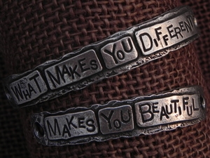 American Pewter Double Leather Cuff Plates WHAT MAKES YOU DIFFERENT MAKES YOU BEAUTIFUL