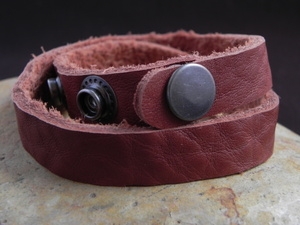 Leather Cuff Double Wrap Bracelet Light Rust