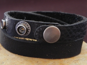Leather Cuff Double Wrap Bracelet Black